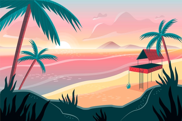 Free vector summer landscape background for zoom