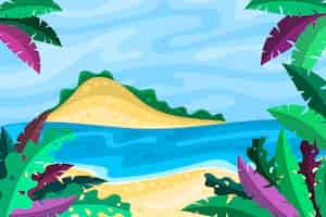 Free vector summer landscape background for zoom