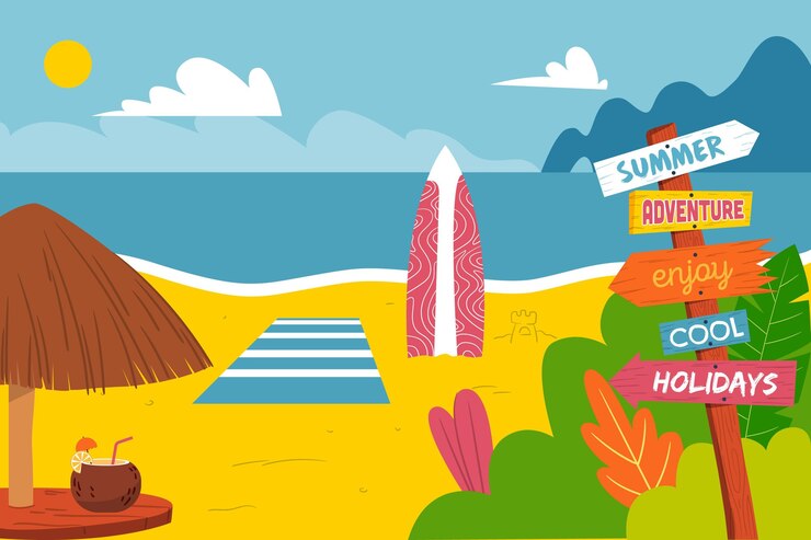 Free Vector summer landscape background for zoom