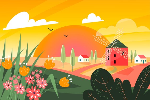 Summer landscape background for zoom