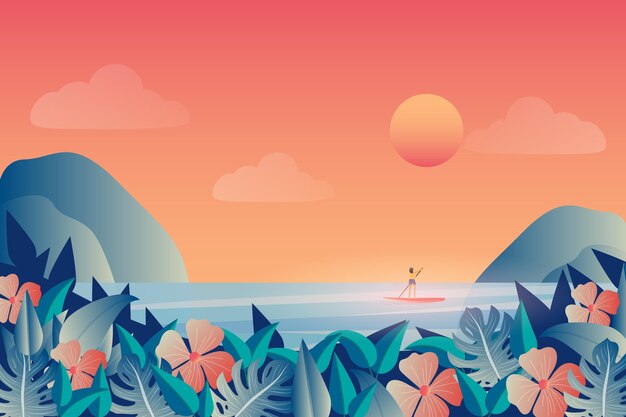 Free Vector summer landscape background for zoom