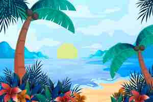 Free vector summer landscape background for zoom