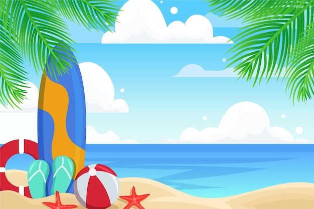 Free vector summer landscape wallpaper for zoom theme