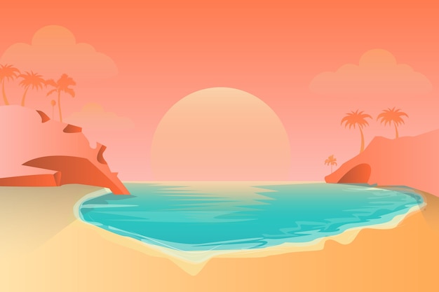 Free vector summer landscape for zoom