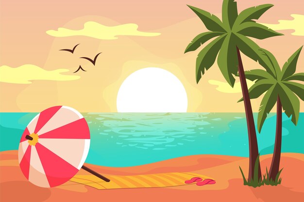 Vettore Gratis Sfondo Paesaggio Estivo Per Il Design Di Zoom