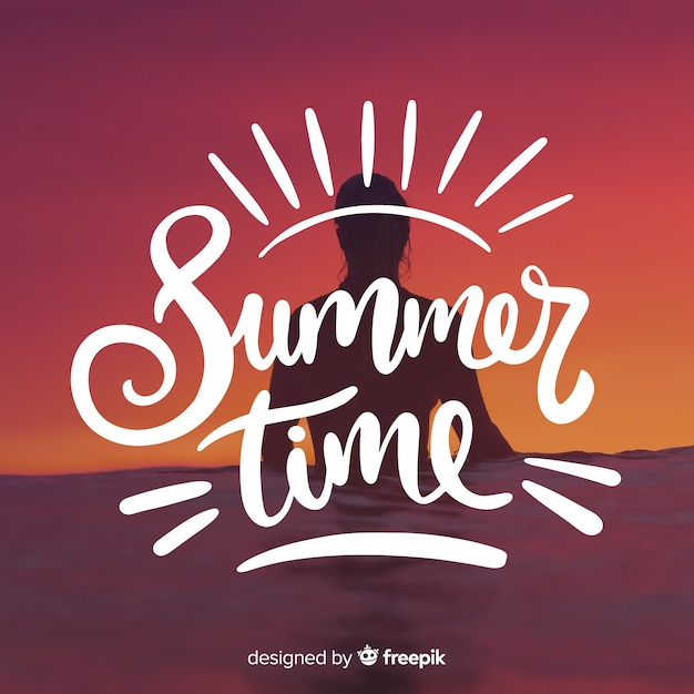 Free vector summer lettering background with image