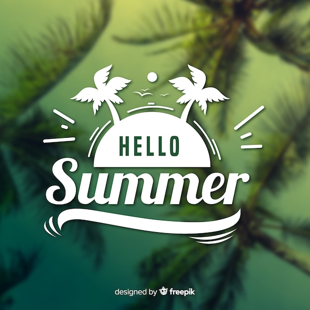 Free vector summer lettering background with image