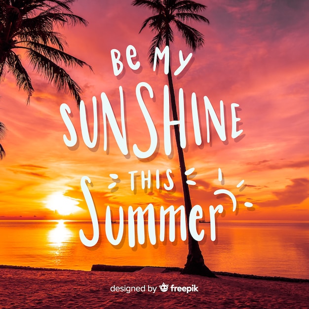 Free vector summer lettering background with photo