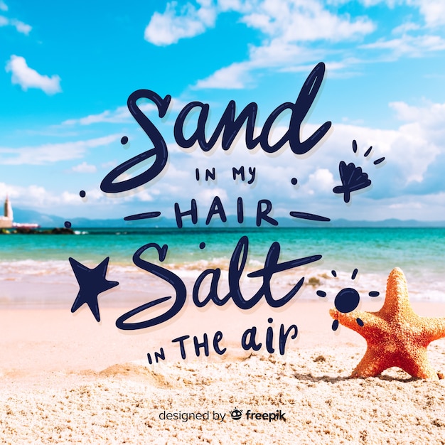 Free vector summer lettering background with photo