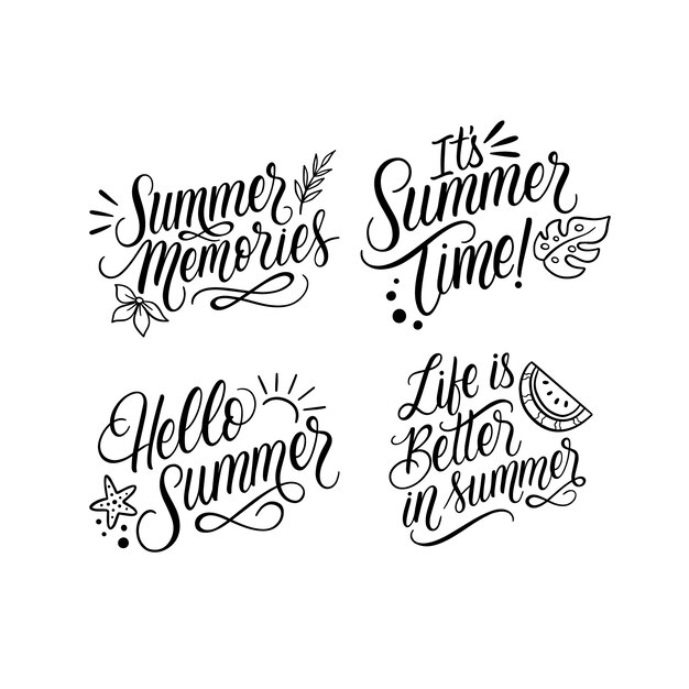 Summer lettering sticker set