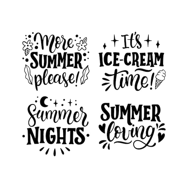 Summer lettering sticker set