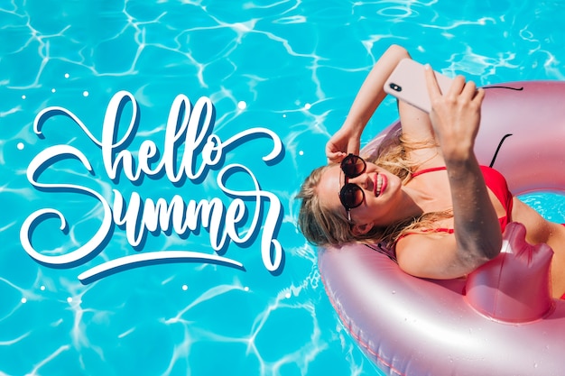 Summer lettering style with photo