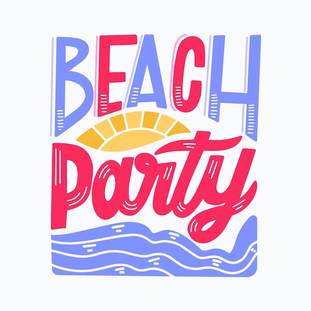 Vettore gratuito lettering estivo con festa in spiaggia