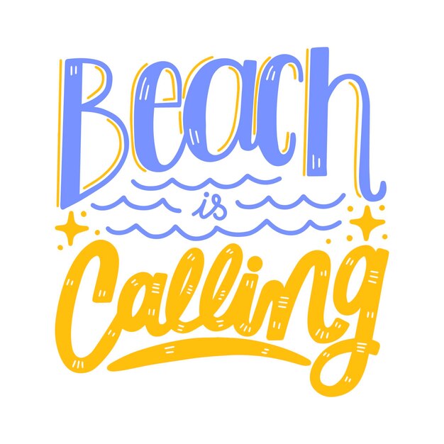 Summer lettering with beach