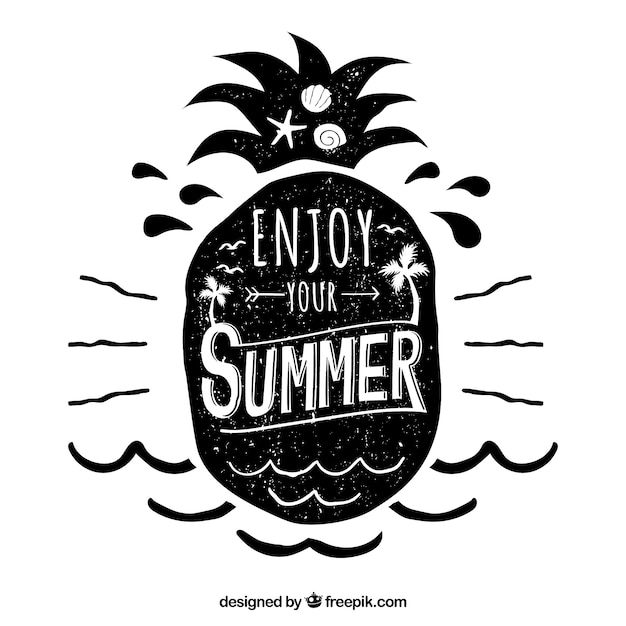 Free vector summer lettering with black ink