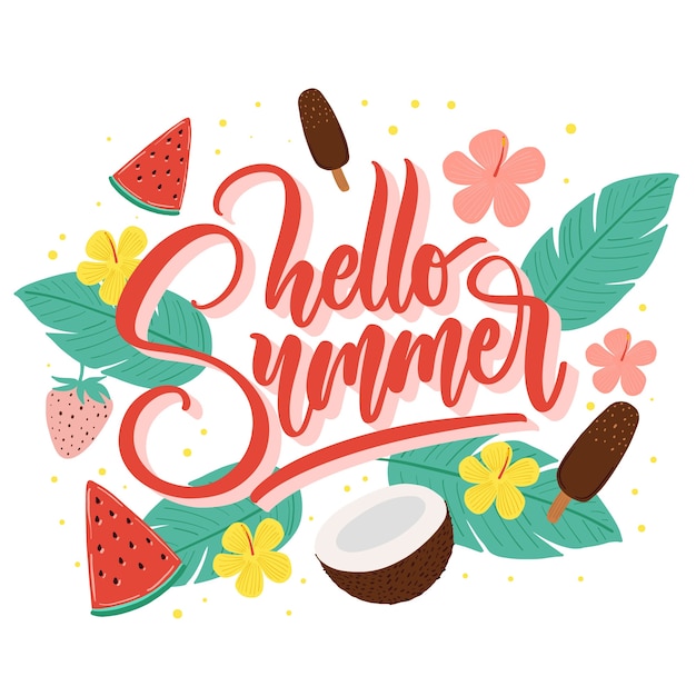 Summer lettering with flowers