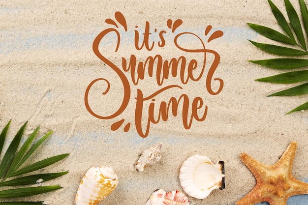 Summer lettering with photo of sand