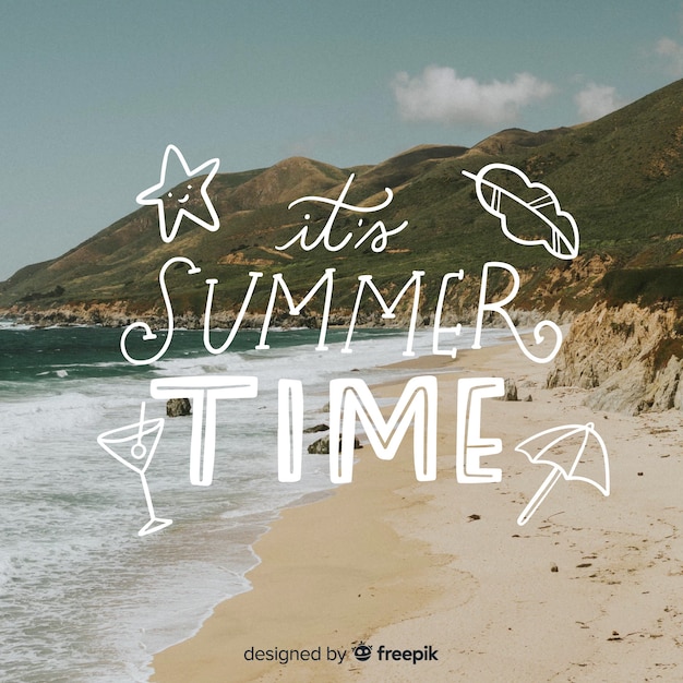 Free vector summer lettering with photo