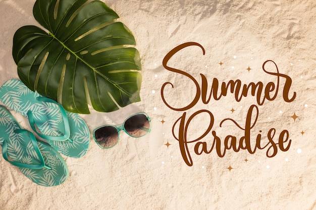 Free vector summer lettering with photo