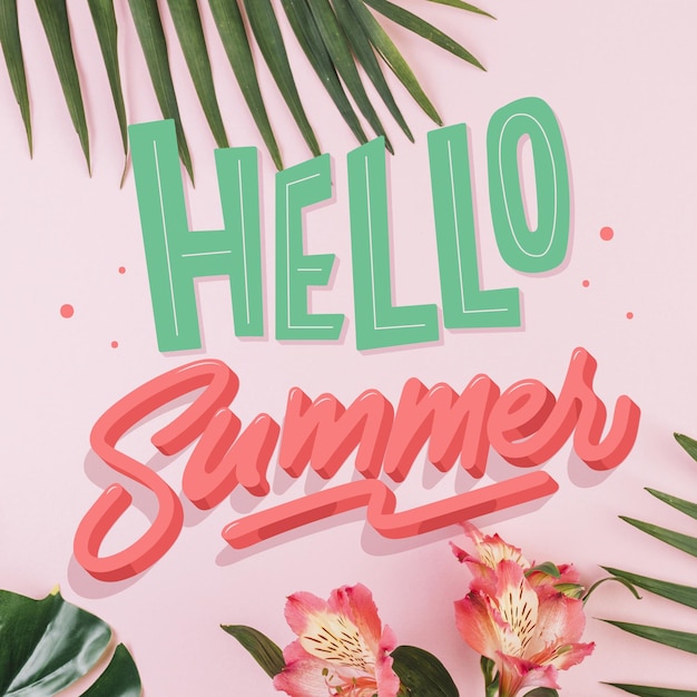 Free vector summer lettering with photo