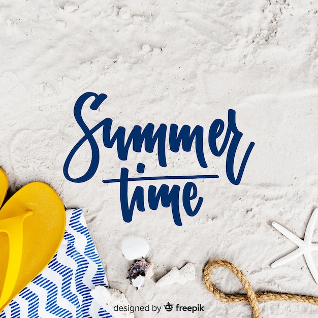 Free vector summer lettering with photo