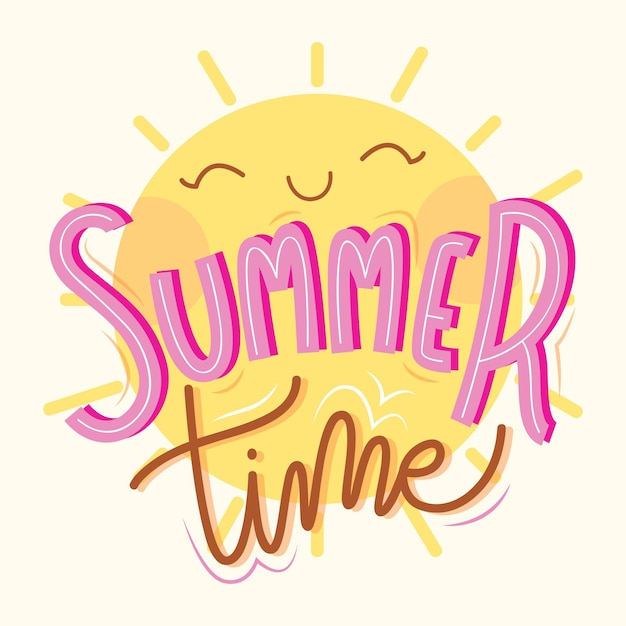 Free vector summer lettering with sun