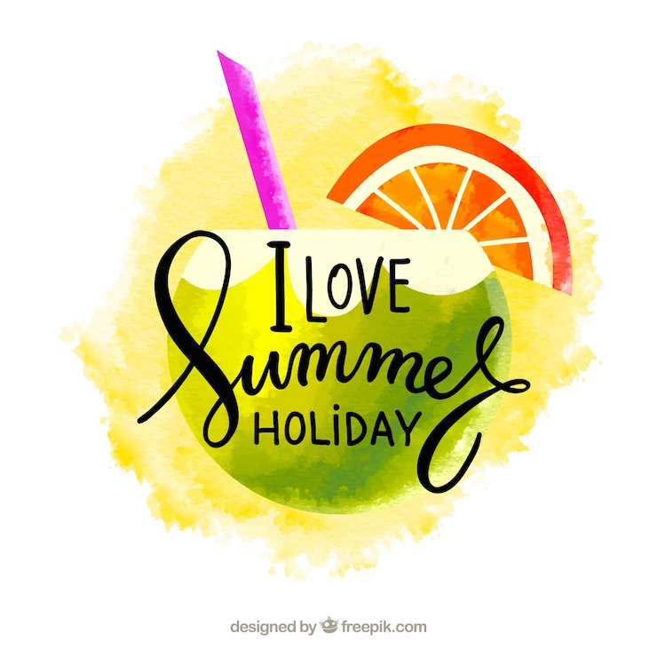 Free Vector summer lettering with watercolor style
