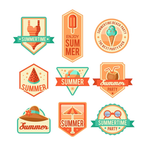 Free vector summer logo illustration. summer time, enjoy your holidays.