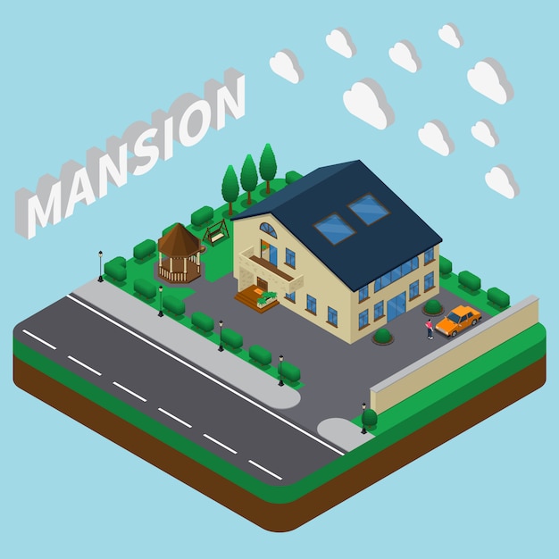 Summer mansion isometric