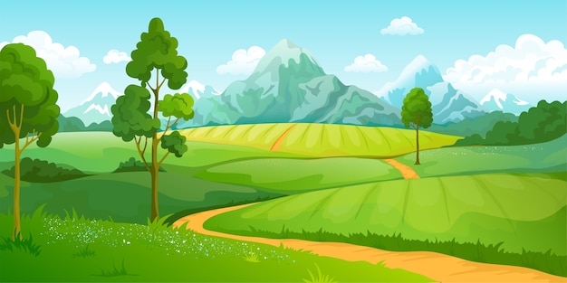 Summer mountains landscape illustration