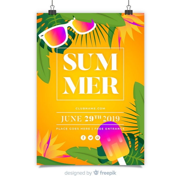 Шаблон плаката летнего музыкального фестиваля
