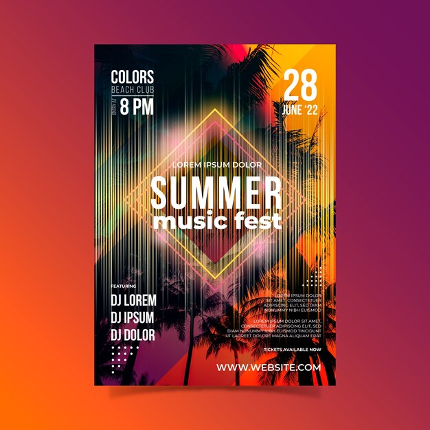 Summer music festival poster template