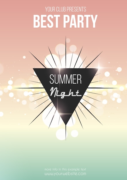 Vettore gratuito summer night party poster