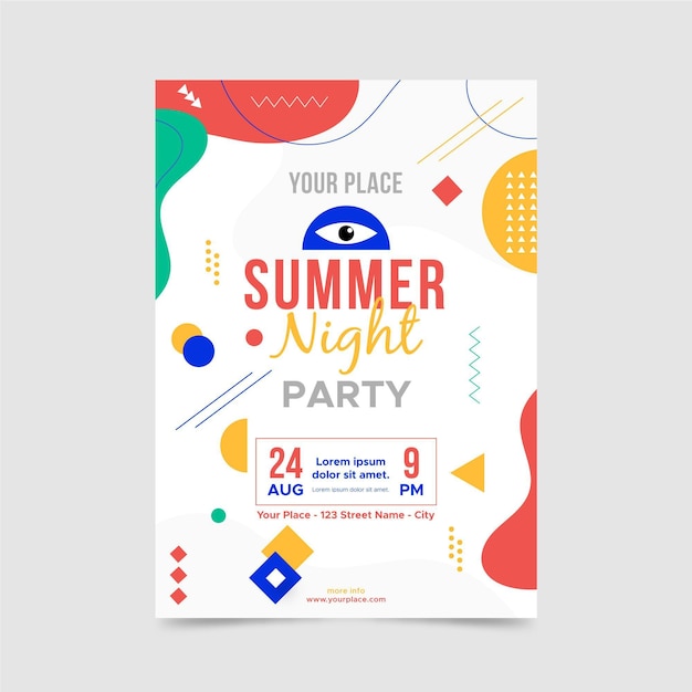 Free vector summer night poster template