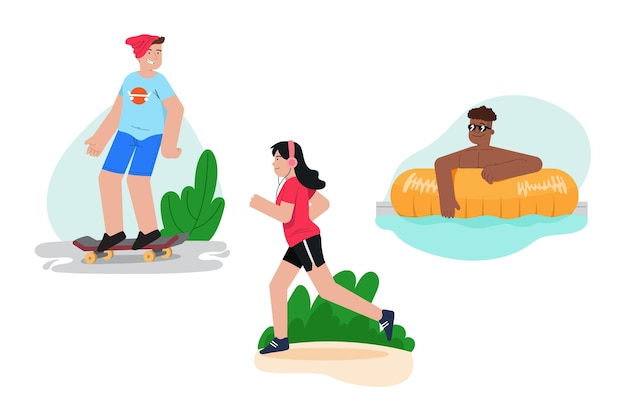 Free vector summer outdoor activities collection