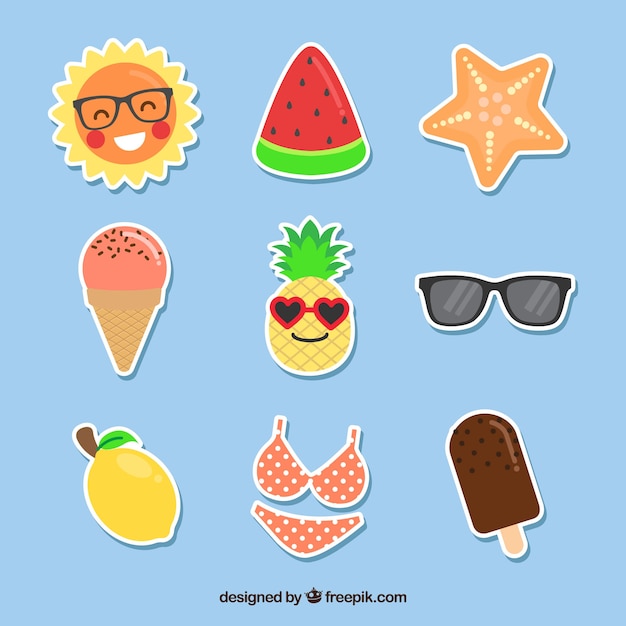 Summer pack of funny stickers