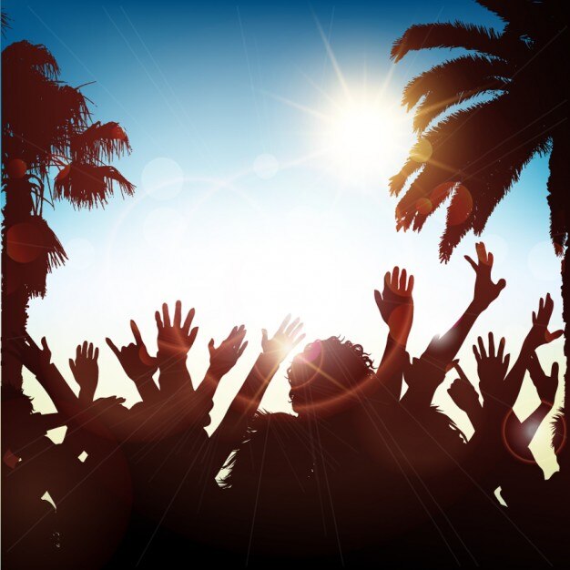 मुफ़्त वेक्टर summer party background with silhouettes
