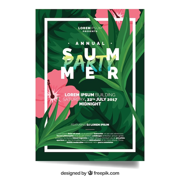 Summer party brochure with flowers