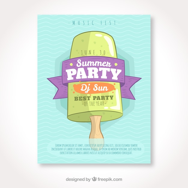 Free vector summer party brochure with hand-drawn ice cream