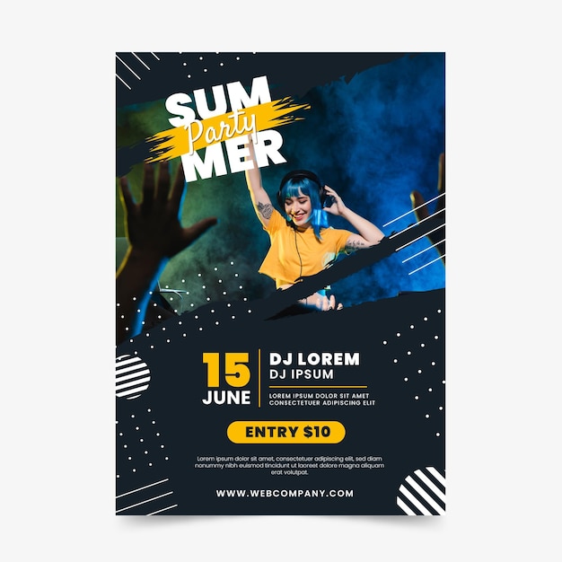 Free vector summer party flyer template event