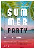 Free vector summer party flyer template with photo