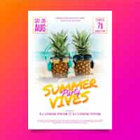 Free vector summer party flyer template with photo