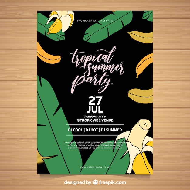Summer party flyer with bananas and plans