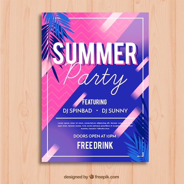 Summer party flyer with palms