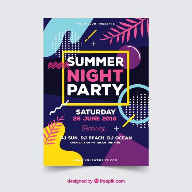 summer party flyer with tropical elements