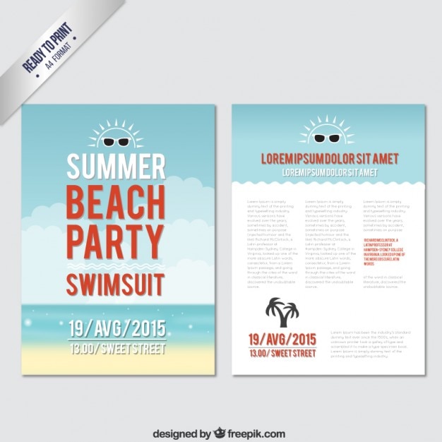 Free vector summer party flyer