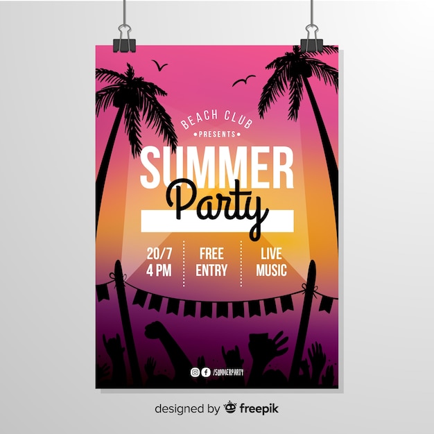 Free vector summer party flyer