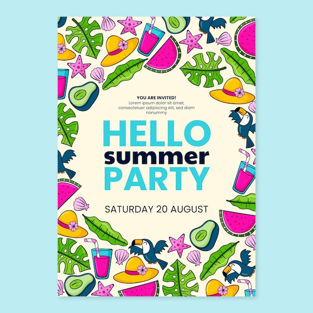 Free vector summer party invitation template