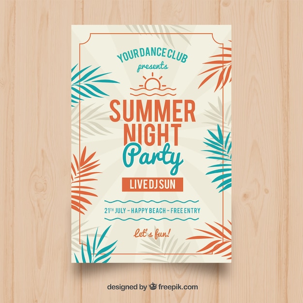 Summer party invitation with plants