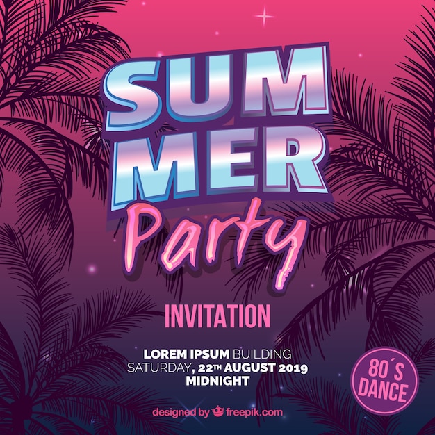 Free vector summer party invitation